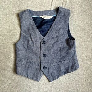 H&M | toddler formal button front vest | blue tweed | size 2-3 years (2T)